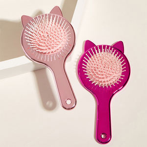 Peigne à coussin d'air Wanmei avec oreilles de chat, en gel de <span class=keywords><strong>silice</strong></span>, pour massage du cuir chevelu, brosse électro-plaquée, peigne à huile pour barbier, grand peigne incurvé - Product Image 2
