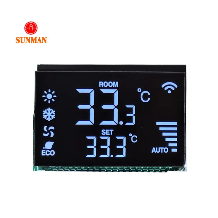 Display LCD a cifre monocromatiche Factory Custom TN Color Black VA HTN STN FSTN Touch modulo schermo LCD a 7 segmenti per termostato