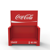 Présentoir de boissons en métal rouge Bevis une couche structure pliable présentoir de cola en métal compact support de comptoir