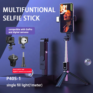 Bâton de <span class=keywords><strong>selfie</strong></span> sans fil en aluminium de <span class=keywords><strong>1</strong></span> mètre Télécommande universelle BLE Support de trépied en direct pour téléphone Bâton de <span class=keywords><strong>selfie</strong></span> universel pour le direct - Product Image 2