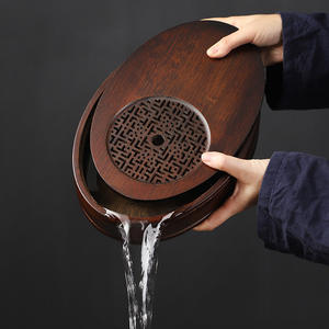 Plateau à thé ovale pour le stockage de l'eau, pour usage domestique, couleur bois de noyer, plateau à thé luxueux et haut de gamme pour le stockage de l'eau - Product Image 2