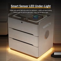 Table de chevet intelligente à 3 tiroirs avec chargeur sans fil, haut-parleur Bluetooth, verrouillage par empreinte digitale, meubles de chambre à coucher