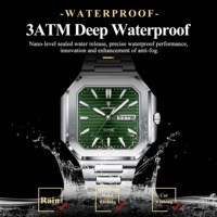 POEDAGAR 672 Montre-bracelet carrée tendance pour homme, étanche, lumineuse, date, semaine, quartz, montres pour hommes, acier inoxydable, montre de luxe, Reloj