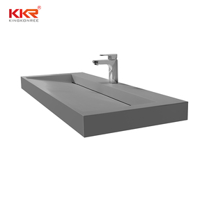 Negro sólido superficie colgado en la pared de la cuenca de forma cuenca forma baño lavabos - Product Image 4