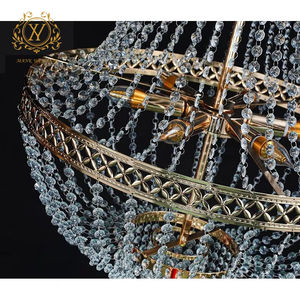 Nouvelle source de lumière LED fer métal placage cristal perle rideau lustre verre matériel mariage événement scène plafond décoration - Product Image 5