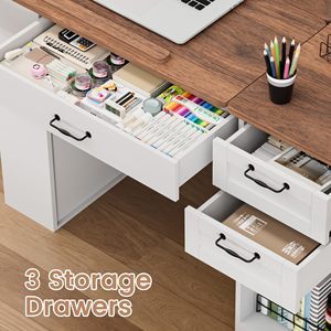 Mesa de Dibujo Ajustable SENYU con Gabinete de Almacenamiento, Cajones y 3 Estantes Abiertos, Escritorio Blanco para Arte, Manualidades y Pintura para Oficina en Casa - Product Image 5