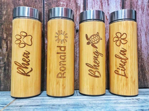 Bamboo <b>Insulated</b> Eco-Friendly Vacuum <b>Flask</b> Custom Engraved Travel Tumbler 6-12 Hours Thermal Insulation American Style Daily Use - Product Image 4
