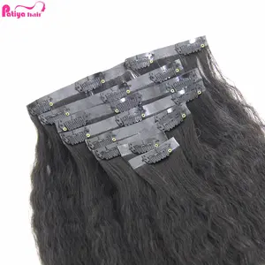 100% Premium Hair Kinky Straight Brazilian Clip ins Double PU Seamless Weft Afro Clip in Real Human Hair Extensions