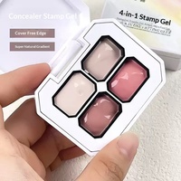 Palette de gel à tamponner 4-en-1 pour ongles - Gel à tamponner haute pigmentation pour effets French Manucure et Ombre, Fournitures professionnelles pour le nail art