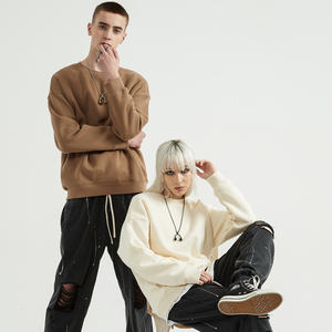 Felpa da Uomo di Alta Qualità in <span class=keywords><strong>Pile</strong></span> Spesso 345gsm, Oversize con Collo Tondo, Logo Personalizzato, Unisex - Product Image 5