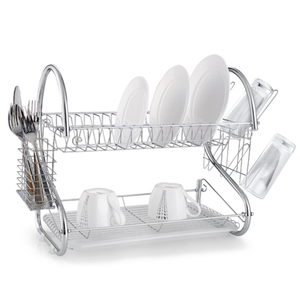 Estante de <span class=keywords><strong>cocina</strong></span> de acero inoxidable de 2 niveles, escurridor de vajilla de metal, estante de almacenamiento - Product Image 1
