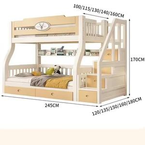 Full Over Full Kids Bedroom Furniture Solid Wooden <strong>Double</strong> Loft <strong>Bunk</strong> <strong>Bed</strong> with Stairs Storage - Product Image 5