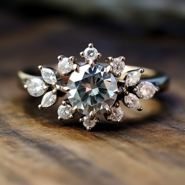 SGARIT Wholesale Jewelry Gray Moissanite Ring 14K White Gold 2CT