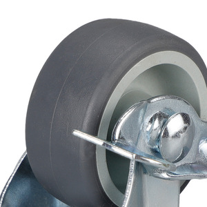 Tpr Swivel Caster 1.5 Inch Flat Bottom Side Brake Ball Bearing Gray Industrial Furniture Wheel - Product Image 3