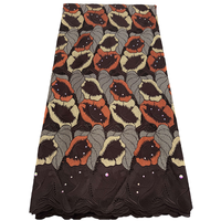 NI.AI Tissus Voile Nigérians à Succès, Dentelle Suisse Appliquée, Tissu en Coton avec Pierres, Tissus à Motifs de Dentelle Africaine pour Mariage