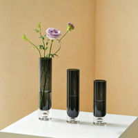 Mini vase en verre transparent à tube droit, petit vase pour fleur unique, décoration de table à manger, mariage, hôtel, bureau