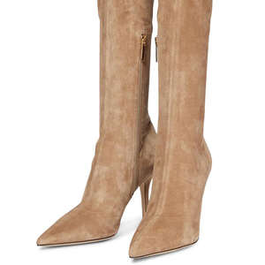 Cuissardes Sexy en <span class=keywords><strong>cuir</strong></span> noir à bout pointu pour <span class=keywords><strong>femme</strong></span>, bottes à talons aiguilles au-dessus du genou, nouvelle collection 2022 - Product Image 3