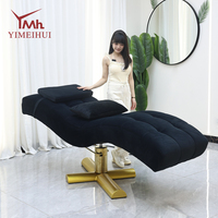 Fauteuil de Beauté Électrique pour Salon de Coiffure, Réglable en Hauteur, en Velours et Similicuir, Chaise Esthétique