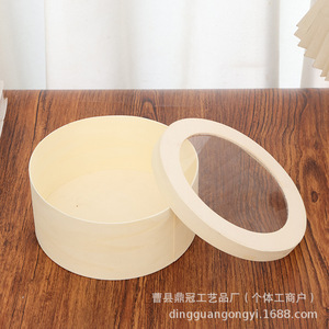 Caja Redonda de Madera con Tapa Transparente Hecha a Mano para Empaque de Regalos y Almacenamiento de Pasteles - Product Image 1