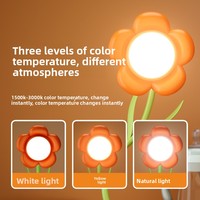 Lampu Ambient Meja/Kamar Tidur Kecil Berbentuk Bunga Minimalis Modern Terlaris, Bertenaga USB, Peredupan Tanpa Tingkat, Pelindung Mata, dengan Tombol