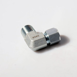 Raccord coudé en acier au carbone Roke 2-50 mm, filetage extérieur à angle droit, connecteur hydraulique - Product Image 1