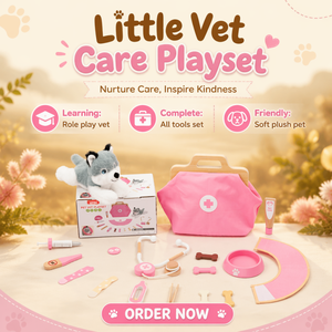 Set Gioco Dottore per Bambini in Legno Naturale Certificato CE CPC Montessori, Set Veterinario <span class=keywords><strong>Rosa</strong></span> con Ricchi Accessori - Product Image 2