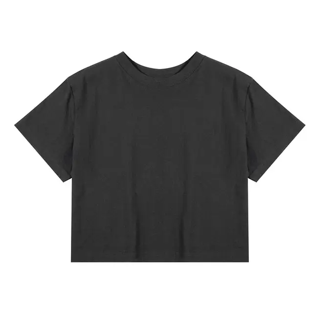 Großhandel Custom T-Shirts Cropped Top 210g/m² Baumwolle T-Shirt Druck Stickerei Logo Baumwolle Crop Top Frauen