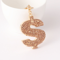 Porte-clés en métal avec signe dollar en strass scintillant |   Breloque de sac de luxe en cristal 3D en forme de symbole monétaire, pendentif de clé de voiture tendance pour femme