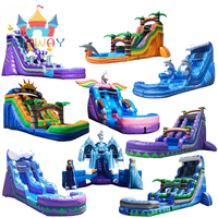 Château gonflable commercial pas cher avec toboggan aquatique et toboggan sec pour la location