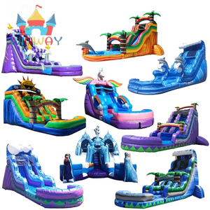 Château gonflable commercial pas cher avec toboggan aquatique et toboggan sec pour la location - Product Image 6