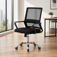 Chaise de bureau en maille avec accoudoirs fixes, réglable en hauteur, pivotante, à roulettes, pour le personnel de bureau et les projets commerciaux