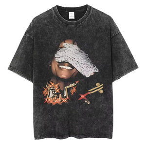 T-shirt pour homme de haute qualité 100% coton orné de strass, surdimensionné, respirant, à séchage rapide, personnalisé King Pop Michael <span class=keywords><strong>Jackson</strong></span> - Product Image 2
