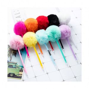 Stylo Pom-Pom en plastique personnalisé avec dessin animé mignon pour étudiants, fournitures scolaires, anti-stress, cadeau promotionnel - Product Image 1