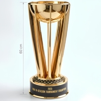 Trophée de basket-ball en métal personnalisé avec dôme noir, poignées en arc or et argent, coupe de championnat, style NBA pour tournoi