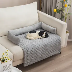 Plush Pet Sofa Cushion With Pillow Crystal Velvet Pet Beds Manufacturer Wholesale Cat Dog Sofa Bed Pet Nest Cushion