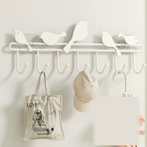 Wall Mounted Bird Shape Coat Rack With <b>Hooks</b> Nail Free For Entryway Storage Organizer - Product Image 1