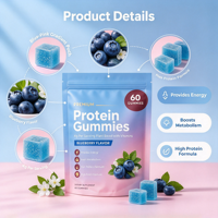 Gummies à base de plantes Ashwagandha sans glucides |   4 g de protéines par portion |   Soutien à la croissance musculaire et à la santé digestive |   Utilisation par les adultes