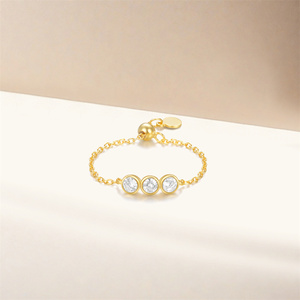 ROXI 925 Sterling <b>Silver</b> Round Micro Zircon Chain <b>Adjustable</b> <b>Ring</b> - Product Image 6