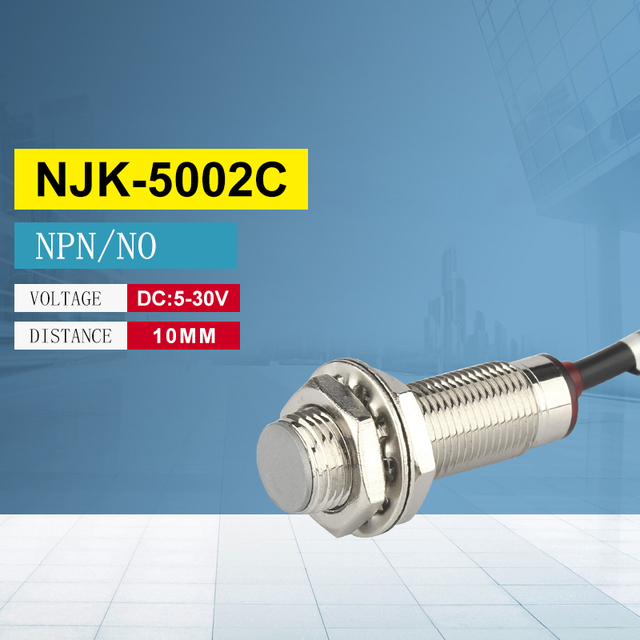 YHKJ NJK5002C Hall Effect Proximity Switch Three Wire Normally Open NPN Magnetic Induction Sensor DC 5V-30V 10mm Detection