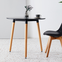 Table à manger ronde avec pieds en bois et plateau en MDF blanc, ensemble de table à manger, table basse moderne, vente en gros Hebei, meubles pour restaurant et maison