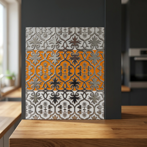 Carreaux muraux décoratifs en céramique numérique 30x60cm, design architectural attrayant, finition dorée et argentée, effet lumineux - Product Image 3