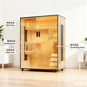 Vente Flash : Villa pour Chat Moderne de Luxe à Plusieurs Niveaux, Grand Château pour Chat avec Plateformes et Perchoirs en Bois et Verre, Idéal pour Salon, Vente en Gros - Product Image 6