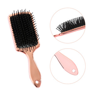 Peine de masaje con cojín de aire Wanmei, dientes de acero inoxidable, oro rosa y plata brillante, uso profesional en salón, para alisar el cabello. - Product Image 2