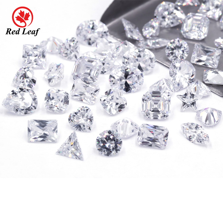 Redleaf đá quý 3A 5A Zircon CZ Đá Loose đá quý bán buôn Hot Bán vòng cắt màu trắng nhỏ Cubic Zirconia