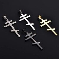Pendentif Croix Catholique Vintage en Acier Inoxydable, Amulette Chrétienne Tendance, Collier Charme Bijou pour Hommes et Femmes