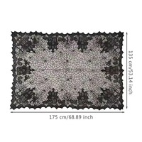 Nappe de table moderne en polyester/coton imprimé Halloween style européen et américain, résistante à l'huile, avec dentelle noire, pour usage domestique, exportation transfrontalière