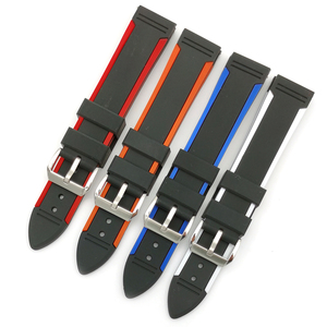 Bracelet de montre en caoutchouc double couleur rouge blanc <span class=keywords><strong>bleu</strong></span> 20 22 mm - Product Image 1