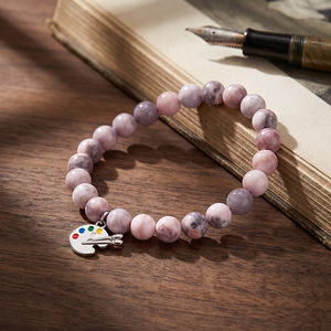Braccialetto alla Moda con Perle di Pietra Naturale Elasticizzato per Donne, Bracciali con Ciondoli a Forma di Scarpe da Ballo e Tavole da <span class=keywords><strong>Disegno</strong></span>, Gioielli dell'Amicizia all'Ingrosso - Product Image 3