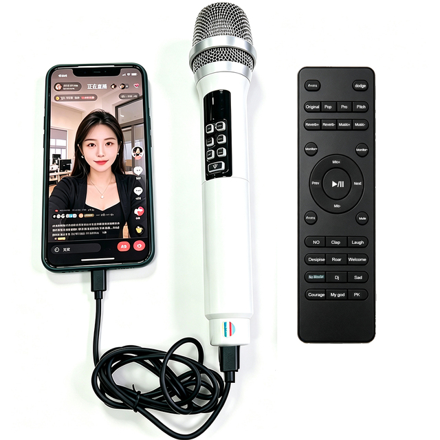 Sound Card Microphone with Reverb Adjustment Intelligent Noise Reduction for  Podcast Live Streaming