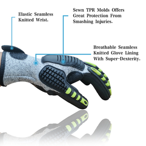 قفازات عمل جلدية واقية مقاومة للقطع بمعيار ANSI A4 ومضادة للصدمات من مطاط TPR، ميكانيكية مخصصة لحقول النفط والبناء بمستوى أمان 5 وشعار مخصص - Product Image 5